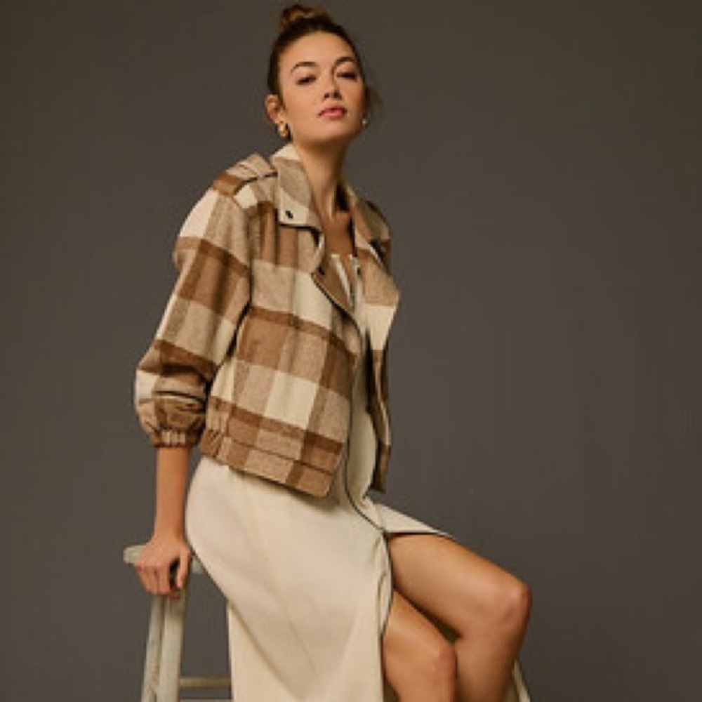 Anthropologie Dolan plaid moto jacket